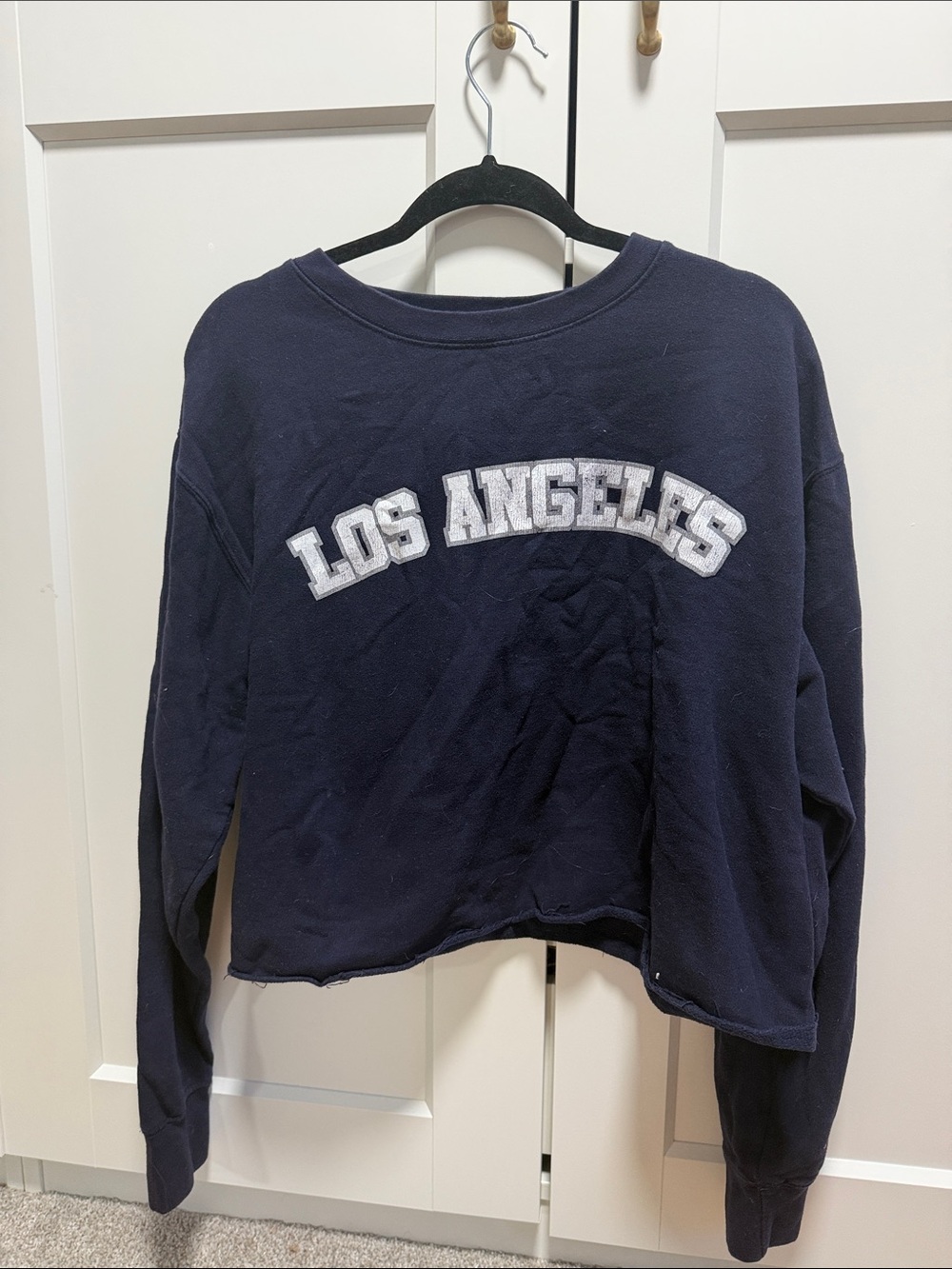Los Angeles Cropped Crewneck Sweatshirt - Navy
